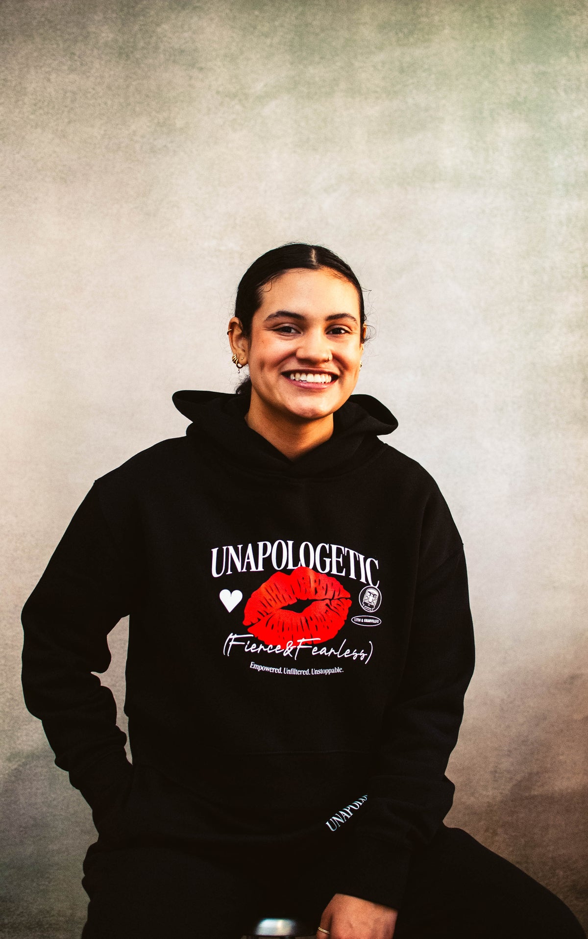 Unapologetic Fierce and Fearless crop hoodie from the Feminine Energy Collection.