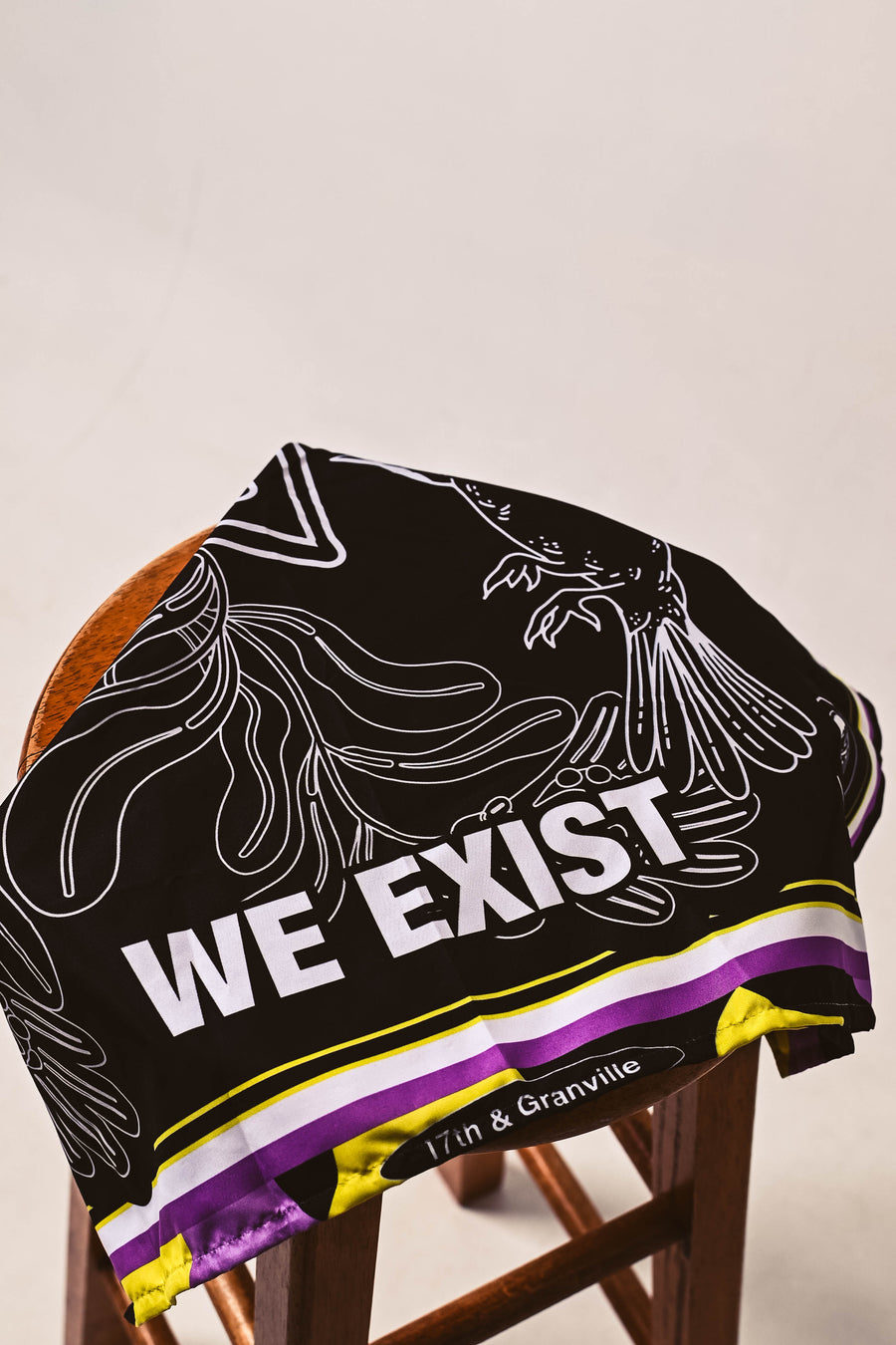 We Exist Bandana with the nonbinary pride flag 