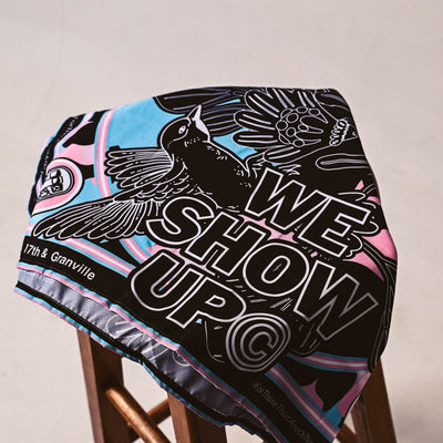 We Show Up Bandana in Black, White, Blue and Pink 